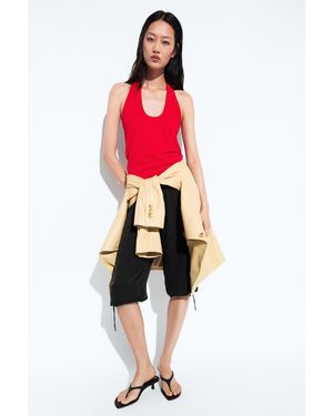 MASSIMO DUTTI Cotton Modal Blend Halter Top - Red