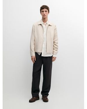 MASSIMO DUTTI 100% Linen Total Look Bomber Jacket - White