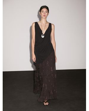 MASSIMO DUTTI Jupe Longue Plissée Avec Broderie - Blanc
