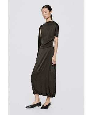 MASSIMO DUTTI Robe Midi Manches Asymétriques - Blanc