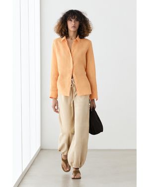MASSIMO DUTTI Flowing 100% Linen Shirt - Natural