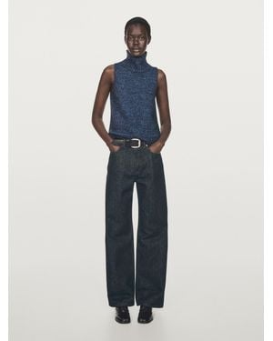 MASSIMO DUTTI Turtleneck Knit Vest - Blue