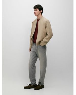 MASSIMO DUTTI Linen Bomber Jacket - White