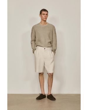 MASSIMO DUTTI Linen Darted Bermuda Shorts - Natural