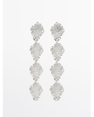 MASSIMO DUTTI Long Lace Earrings - White