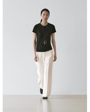 MASSIMO DUTTI Lyocell Blend Short Sleeve T-Shirt - White