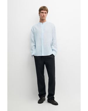 MASSIMO DUTTI 100% Linen Regular Fit Shirt - Blue