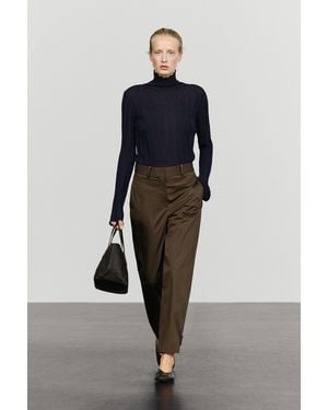 MASSIMO DUTTI Trousers With Buttoned Hem Detail - Black