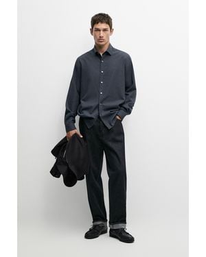 MASSIMO DUTTI Camisa Regular Fit Twill Melange 100% Algodón - Azul