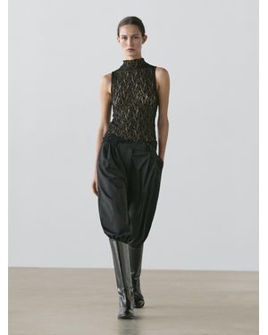 MASSIMO DUTTI Sheer Lace Top - White