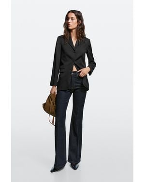 MASSIMO DUTTI Jeans Skinny Flare Fit Tiro Alto - Negro