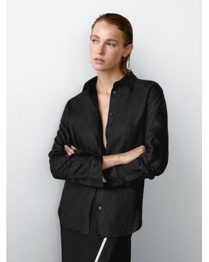 MASSIMO DUTTI Midirock Mit Farblich Abgesetzter Stickerei - Schwarz