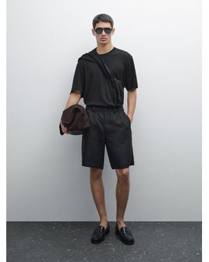 MASSIMO DUTTI Leichte Bermudashorts Aus Reinem Leinen - Grau