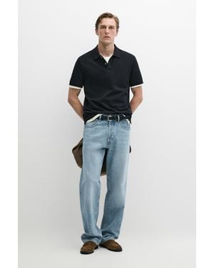 MASSIMO DUTTI Micro-Textured Cotton Piqué Polo Shirt - Multicolour