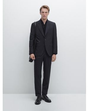 MASSIMO DUTTI Check Wool Suit Pants - Blue