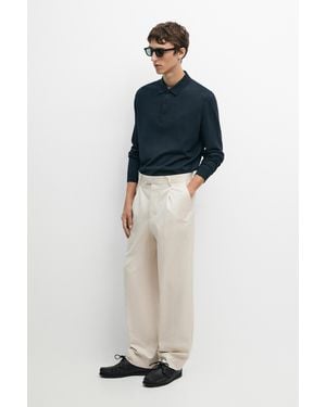 MASSIMO DUTTI 100% Cotton Darted Trousers - Blue