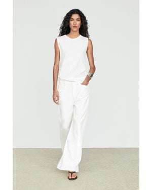 MASSIMO DUTTI 100% Cotton Sleeveless Top - White