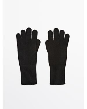 MASSIMO DUTTI Guantes Punto Mezcla Lana - Negro