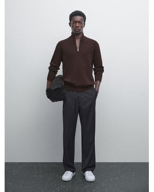 MASSIMO DUTTI Mock Neck Knit Jumper - Multicolour