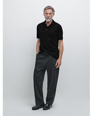 MASSIMO DUTTI Polo Manga Corta Mezcla Lana - Negro