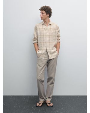 MASSIMO DUTTI Slim Fit Textured Trousers - White