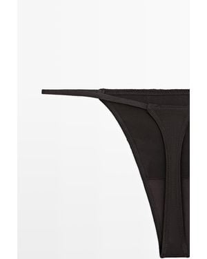 MASSIMO DUTTI Thong With Embroidered Detail - Black