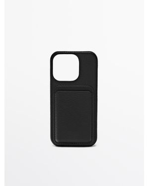 MASSIMO DUTTI Nappaleren Iphone 16 Pro-Hoesje - Zwart