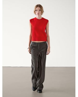 MASSIMO DUTTI Pinstripe Flannel Trousers - Red