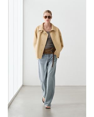 MASSIMO DUTTI Nappa Leather Shirt - White