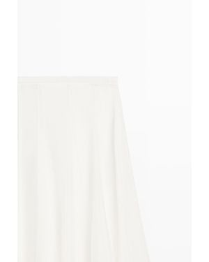 MASSIMO DUTTI Flowy Flared Midi Skirt - White