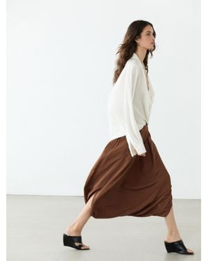 MASSIMO DUTTI Flowing Pleated Skort - Brown