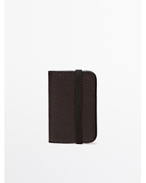 MASSIMO DUTTI Nappa Leather Card Holder With Flap - White