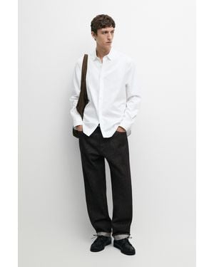 MASSIMO DUTTI 100% Cotton Regular Fit Poplin Shirt - White