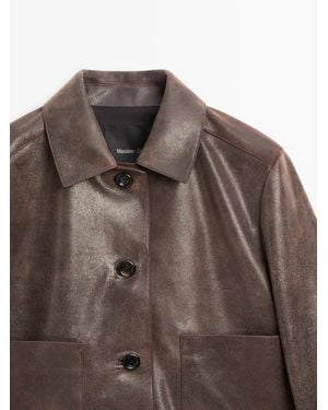 MASSIMO DUTTI Suede Leather Jacket - Brown