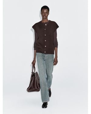 MASSIMO DUTTI Knit Vest With Golden Buttons - White