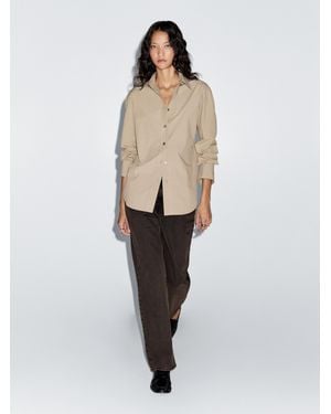 MASSIMO DUTTI Camisa Larga Popelín 100% Algodón - Blanco