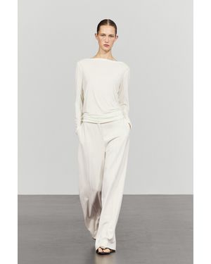 MASSIMO DUTTI Flowing Wide-Leg Pants - Gray