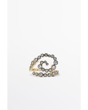 MASSIMO DUTTI Spiral Ring With Rhinestones - Metallic
