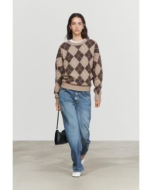 MASSIMO DUTTI Cashmere Blend Diamond Knit Jumper - Blue