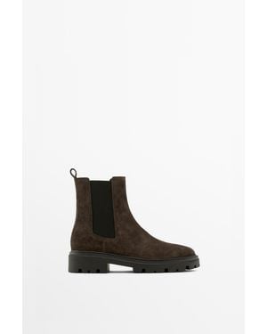 MASSIMO DUTTI Flache Chelsea-Stiefelette Mit Profilsohle - Weiß
