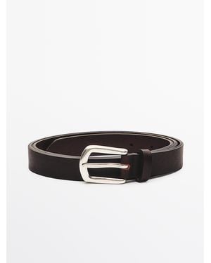 MASSIMO DUTTI Nappa Leather Belt - Brown