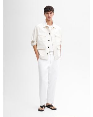 MASSIMO DUTTI Chaqueta Bolsillos Mezcla Algodón - Blanco
