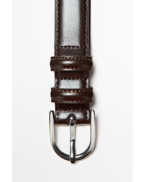 MASSIMO DUTTI Nappa Leather Dress Belt With Double Loop - White