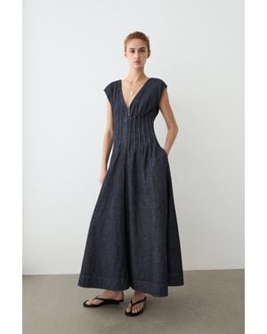 MASSIMO DUTTI Denim Midi Dress - Blue