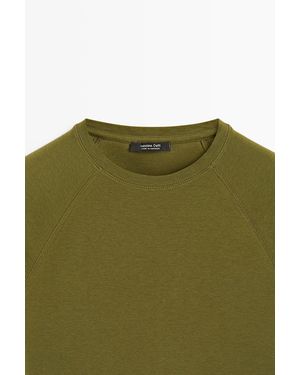 MASSIMO DUTTI Short Sleeve Raglan T-Shirt - Green