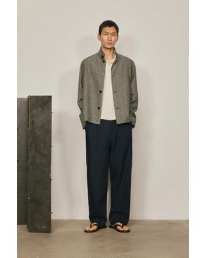 MASSIMO DUTTI Linen Herringbone Bomber - Brown