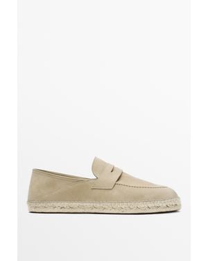 MASSIMO DUTTI Suede Penny Espadrilles - Natural