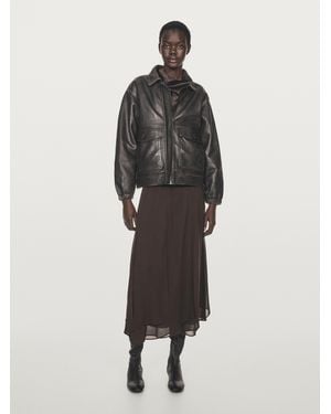 MASSIMO DUTTI Flowing Midi Skirt With Ruffles - Brown