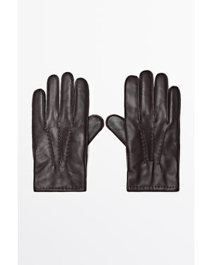 MASSIMO DUTTI Nappa Leather Gloves - Black