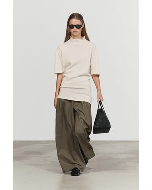 MASSIMO DUTTI Kurzärmliger Kaschmir-Strickpullover - Natur